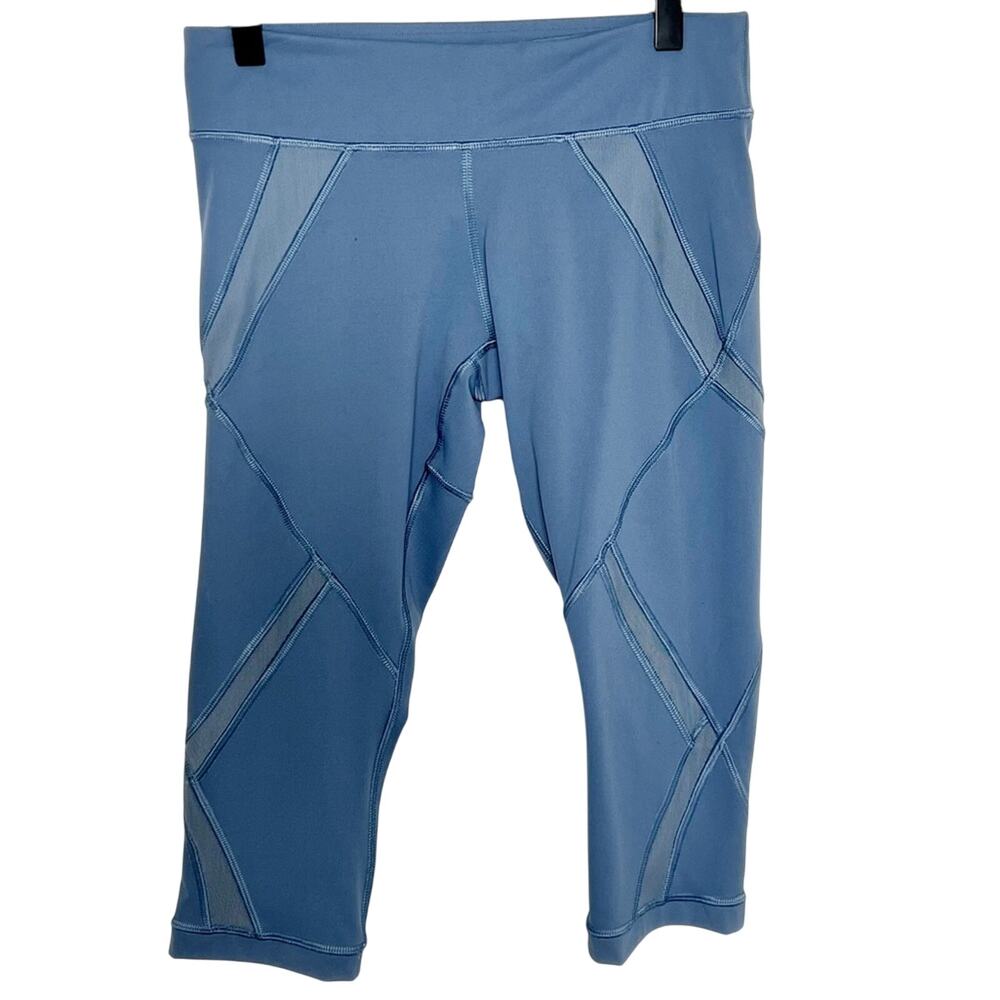 LULULEMON ATHLETHICA BLUE CROP MESH YOGA WOMEN LEGGINGS SIZE 6